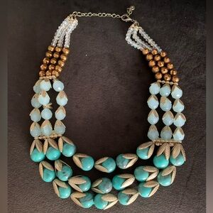 Turquoise & Gold Statement Necklace